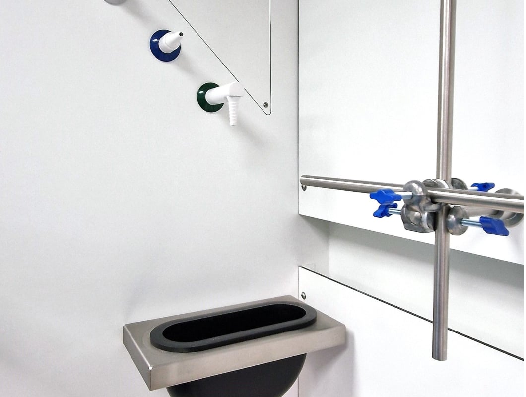 A cleaning station within a laboratory.